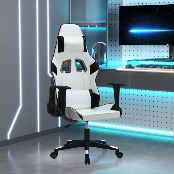 vidaXL Gamingstol vit och svart konstläder art