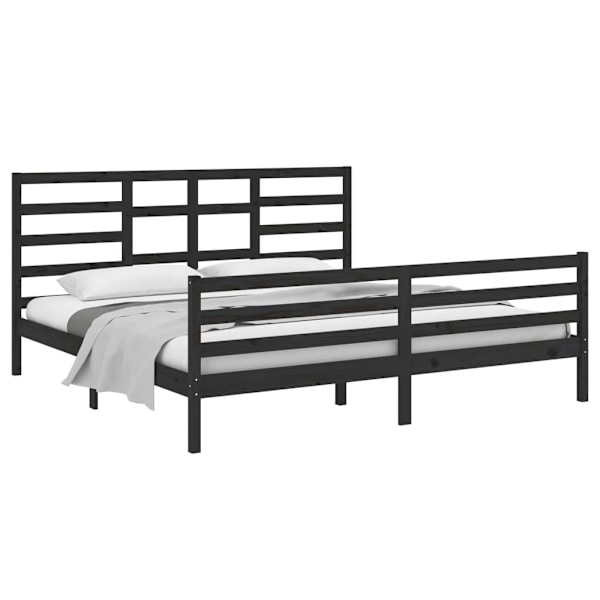 vidaXL Sängram svart massivt trä 200x200 cm Svart