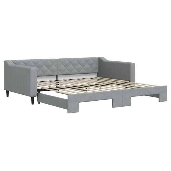 vidaXL Dagbädd utdragbar ljusgrå 100x200 cm tyg Grå