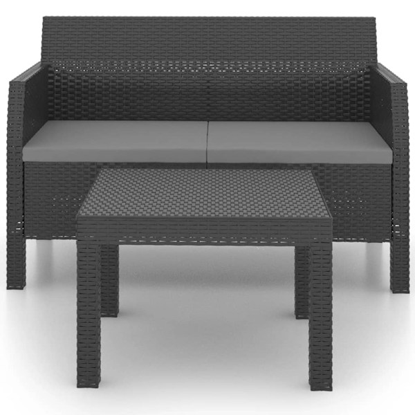 vidaXL Loungegrupp för trädgården 2 delar m. dynor PP-rotting antracit Antracit