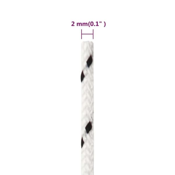 vidaXL Båtlina flätad vit 2 mm x 25 m polyester