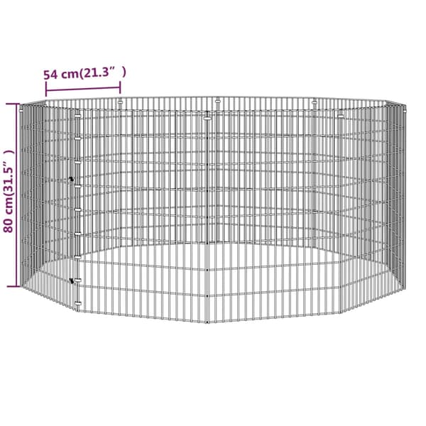 vidaXL Husdjursbur 10-panel 54x80 cm galvaniserat järn Silver