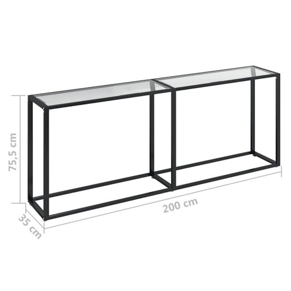 vidaXL Konsolbord transparent 200x35x75,5 cm härdat glas Transparent
