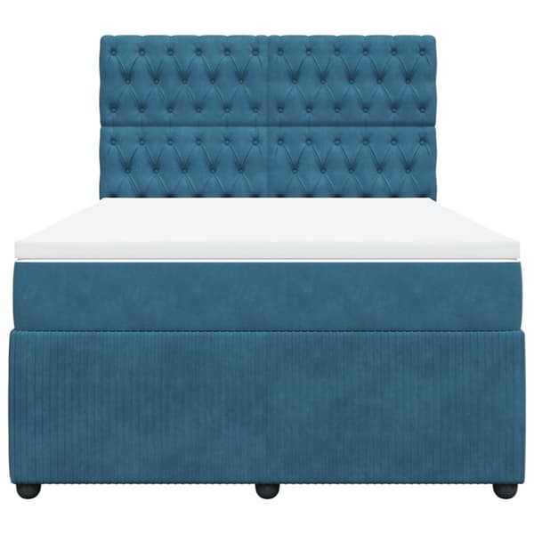 vidaXL Ramsäng med madrass blå 140x200 cm sammet Blå