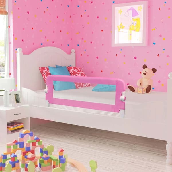vidaXL Sängskena för barn rosa 120x42 cm polyester Rosa