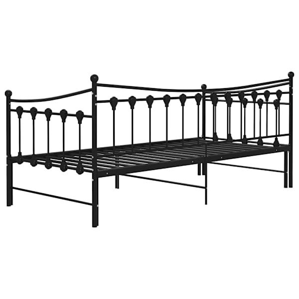 vidaXL Utdragbar sängram bäddsoffa svart metall 90x200 cm Svart