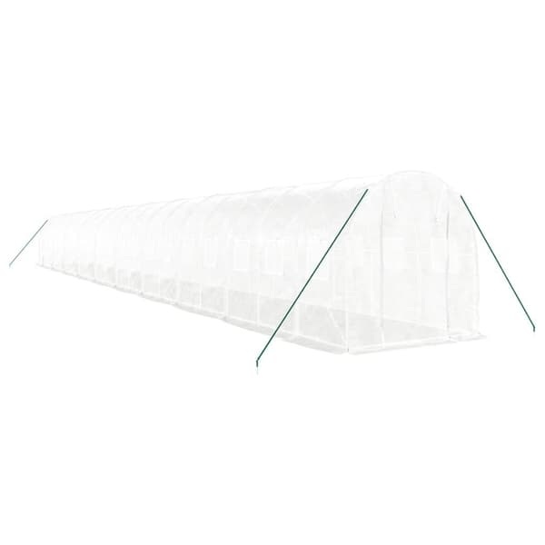 vidaXL Växthus med stålram vit 40 m² 20x2x2 m Vit