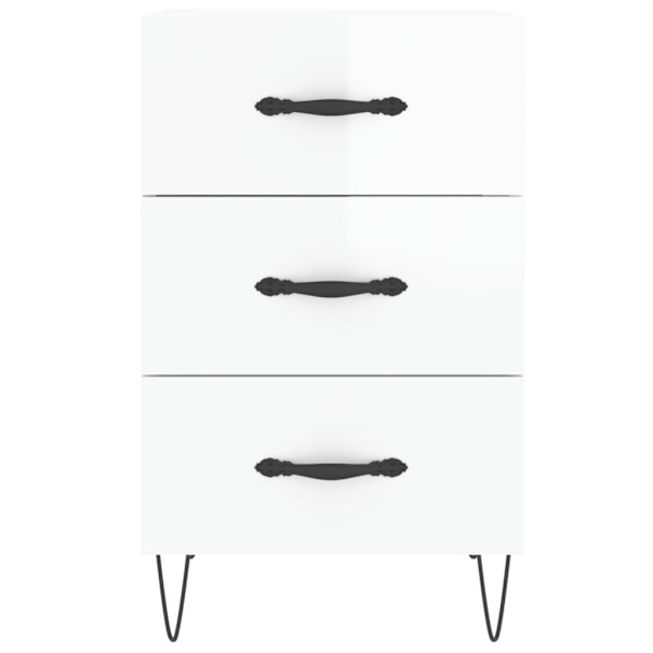 vidaXL Sängbord vit högglans 40x40x66 cm konstruerat trä Vit