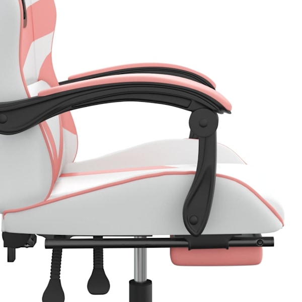 vidaXL Gamingstol med fotstöd vit och rosa konstläder Rosa