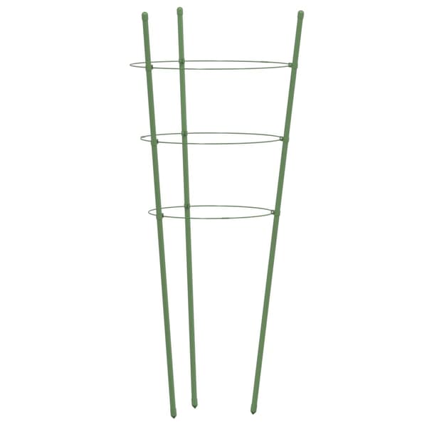 vidaXL Växtstöd med 3 ringar 5 st grön 75 cm stål