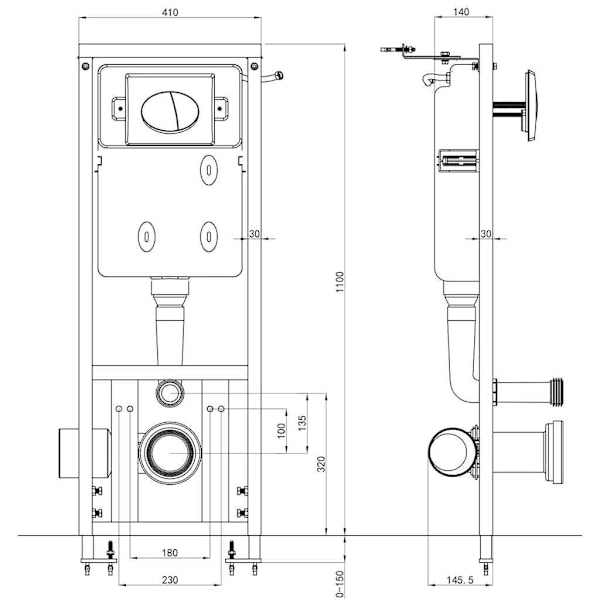 vidaXL Dold hög cistern 11 L 41x14x(110-125) cm Vit