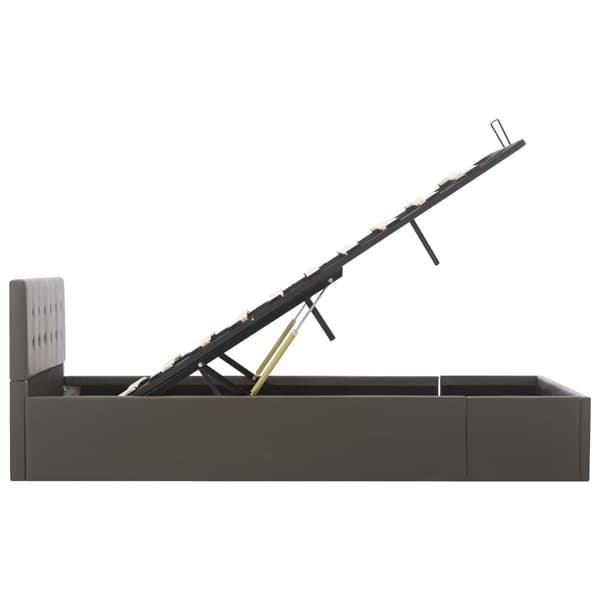vidaXL Sängram hydraulisk förvaring grå konstläder 120x200 cm grå