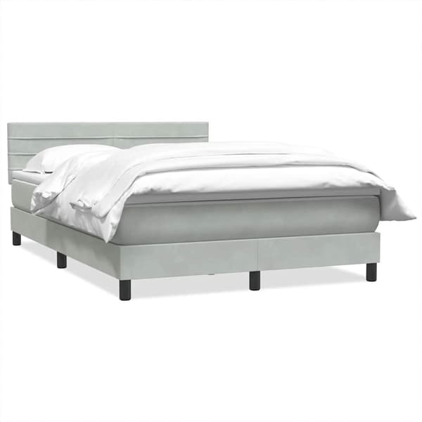 vidaXL Ramsäng med madrass ljusgrå 160x220 cm sammet Grå