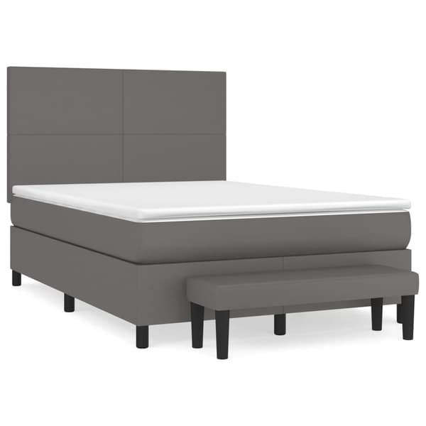 vidaXL Ramsäng med bäddmadrass grå 140x190 cm konstläder Grå