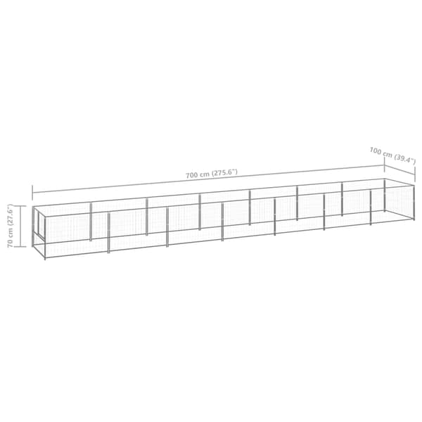 vidaXL Hundgård silver 7 m² stål Silver