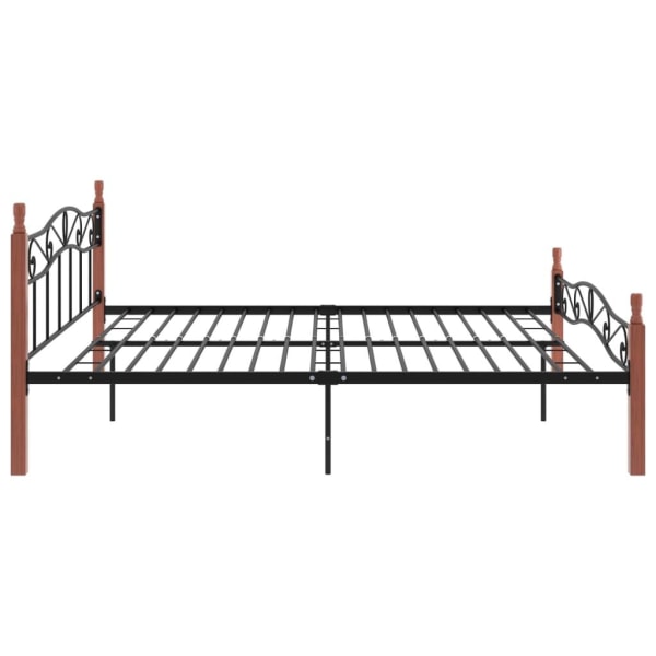 vidaXL Sängram svart metall och massiv ek 200x200 cm Svart