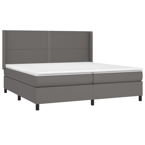 vidaXL Ramsäng med madrass grå 200x200 cm konstläder Grå