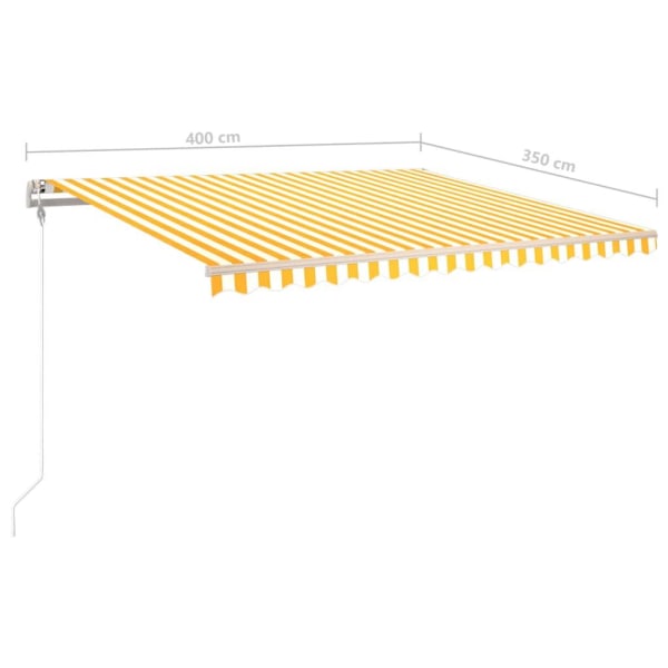 vidaXL Markis manuellt infällbar med LED 4x3,5 m gul och vit Gul