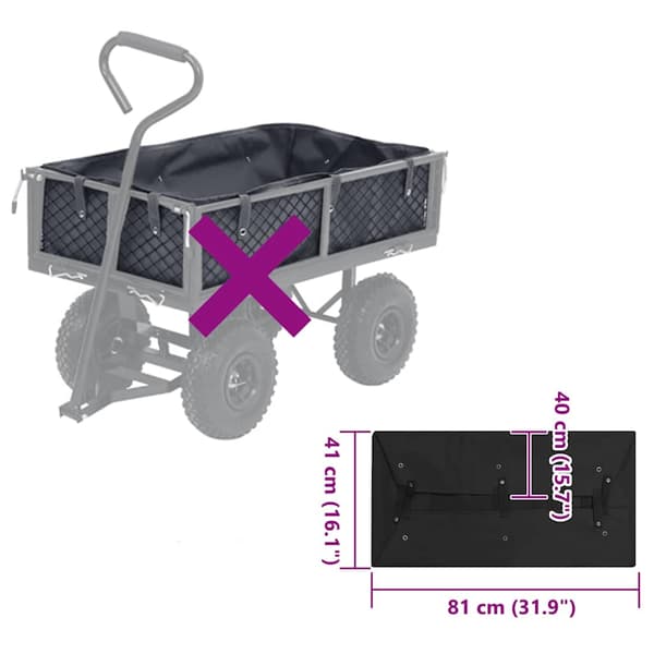 vidaXL Innerfoder till trädgårdsvagn svart 81x41x40 cm tyg Svart