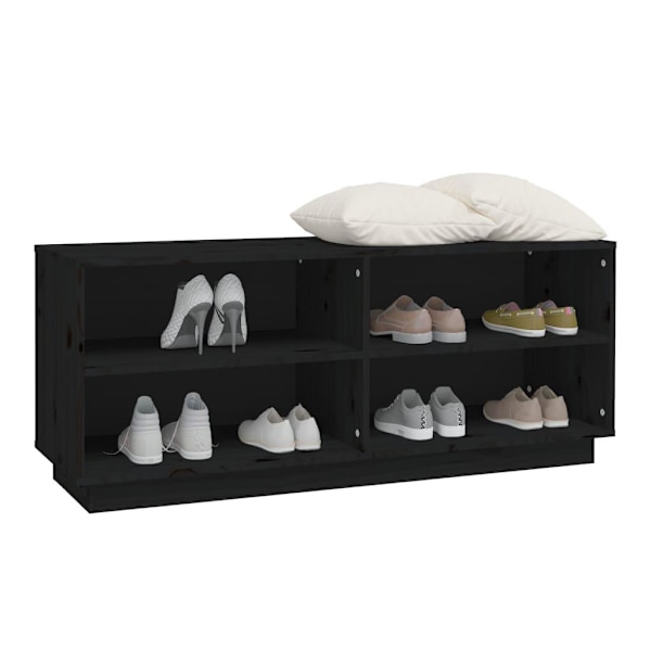 vidaXL Skoskåp svart 110x34x45 cm massiv furu Svart