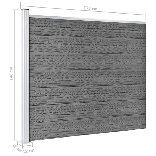 vidaXL Staketpanel WPC 175x146 cm grå grå