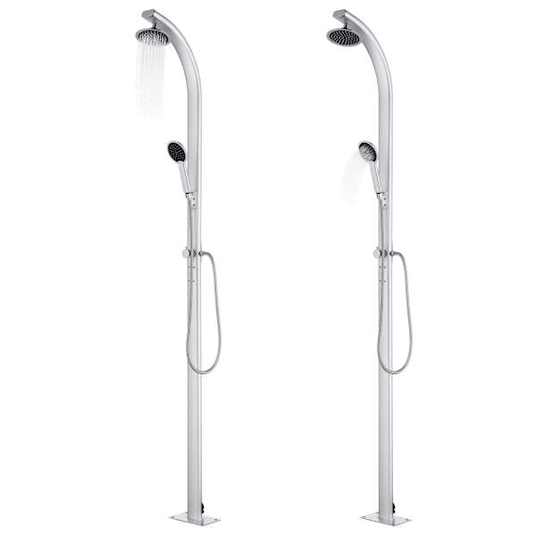 vidaXL Trädgårdsdusch med grått golv 220 cm aluminium Grå