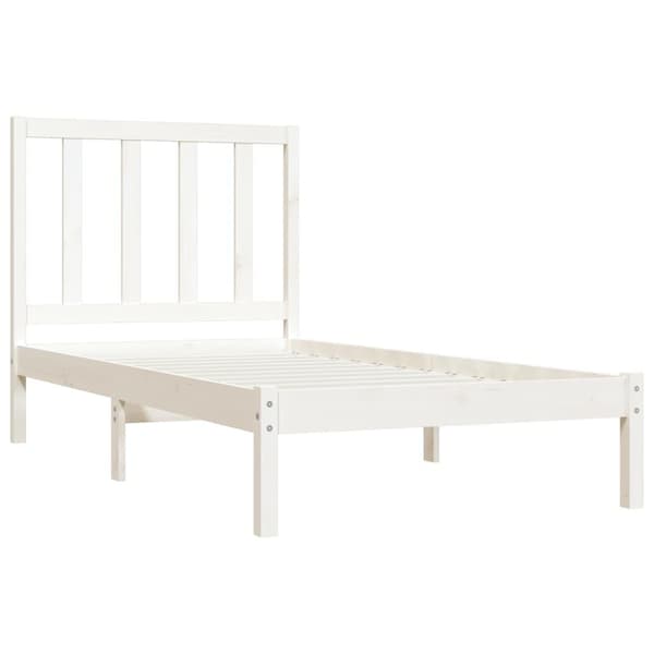 vidaXL Sängram vit massivt trä 75x190 cm Vit