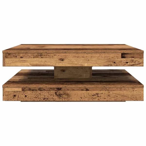 vidaXL Soffbord 360 grader vridbart åldrat trä 90x90x34,5 cm Brun