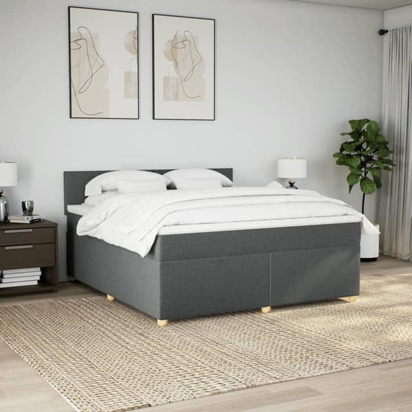 vidaXL Ramsäng med madrass mörkgrå 180x200 cm tyg Grå