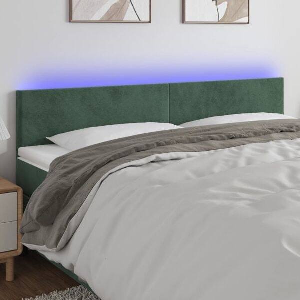 vidaXL Sänggavel LED mörkgrön 180x5x78/88 cm sammet Grön