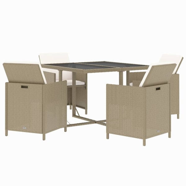 vidaXL Matgrupp för trädgården med dynor 5 delar konstrotting beige Beige