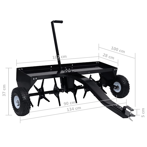 vidaXL Vertikalskärare för åkgräsklippare 102 cm Svart