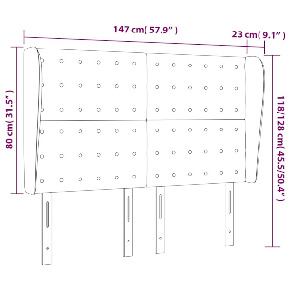 vidaXL Sänggavel med kanter grå 147x23x118/128 cm konstläder Grå