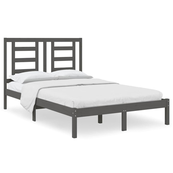 vidaXL Sängram grå massiv furu 120x200 cm Grå