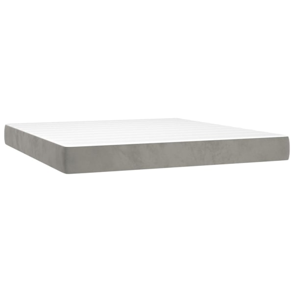 vidaXL Ramsäng med madrass ljusgrå 160x200 cm sammet Grå