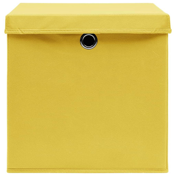 vidaXL Förvaringslådor med lock 10 st 28x28x28 cm gul Gul