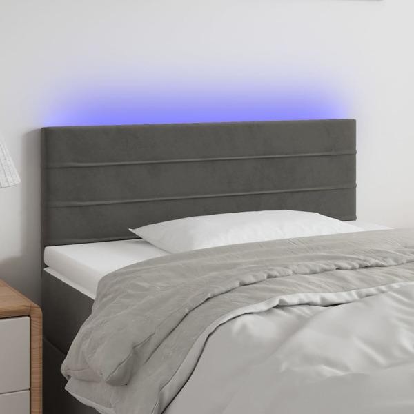 vidaXL Sänggavel LED mörkgrå 100x5x78/88 cm sammet Grå