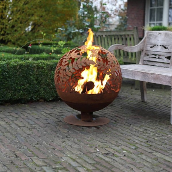 Esschert Design Eldstad laserskurna blommor rost FF294 Brun