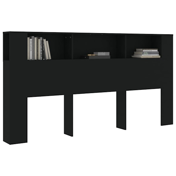 vidaXL Sänggavel med förvaring svart 200x18,5x104,5 cm Svart