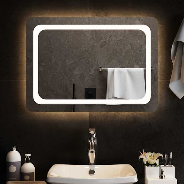 vidaXL Badrumsspegel LED 70x50 cm Transparent
