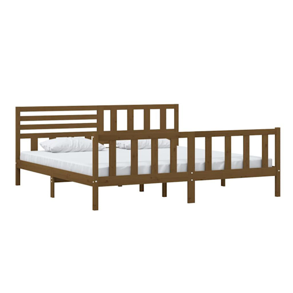 vidaXL Sängram honungsbrun massivt trä 200x200 cm Brun