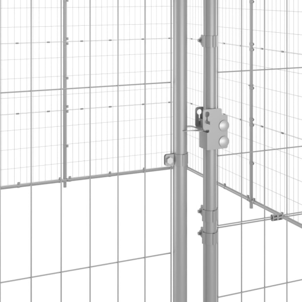 vidaXL Hundgård för utomhusbruk galvaniserat stål 43,56 m² Silver