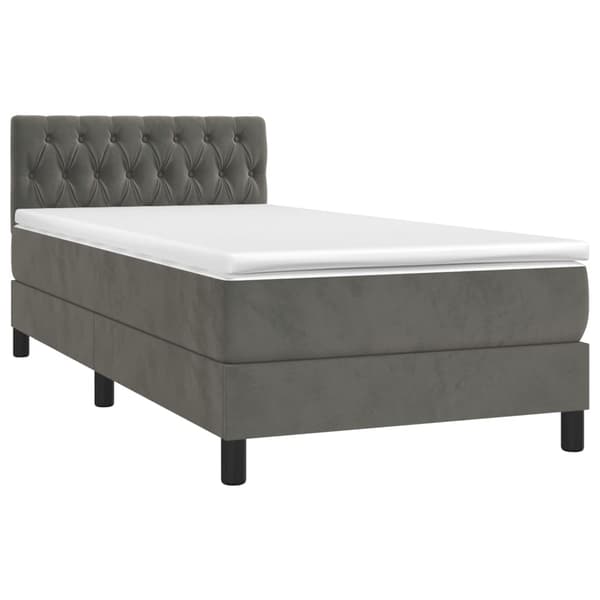 vidaXL Ramsäng med madrass mörkgrå 90x200 cm sammet Grå