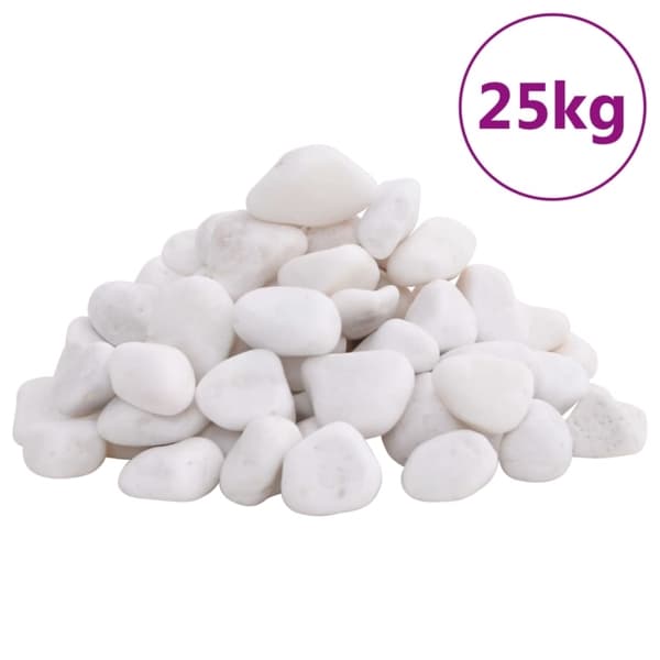 vidaXL Polerad småsten 25 kg vit 2-5 cm Vit