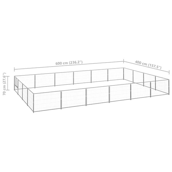 vidaXL Hundgård silver 24 m² stål Silver