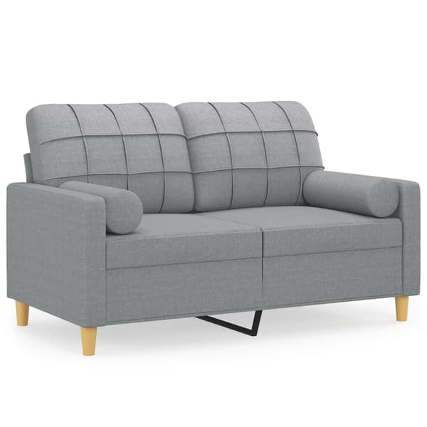 vidaXL 2-sits soffa med prydnadskuddar ljusgrå 120 cm tyg Grå