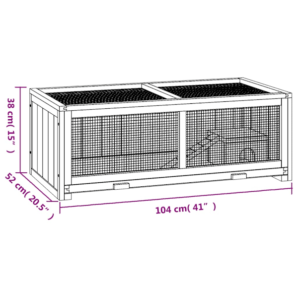 vidaXL Hamsterbur 104x52x38 cm massivt granträ Brun