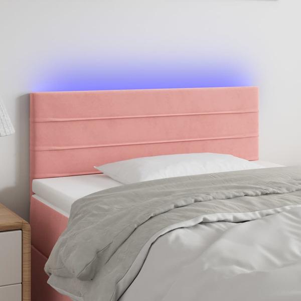 vidaXL Sänggavel LED rosa 90x5x78/88 cm sammet Rosa