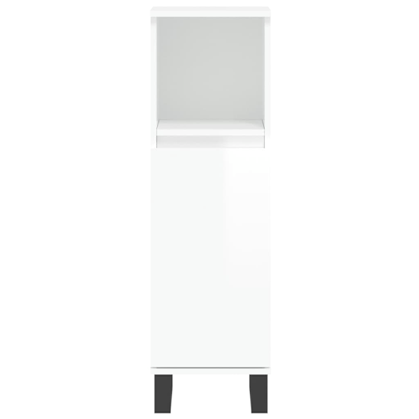 vidaXL Badrumsskåp vit högglans 30x30x100 cm konstruerat trä Vit