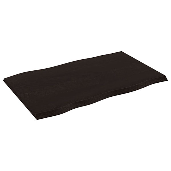 vidaXL Bordsskiva mörkbrun 80x50x2 cm massiv ek levande kant Brun